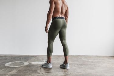 Nobull 3/4 Compression Men's Tights Green | Australia (EF1805)